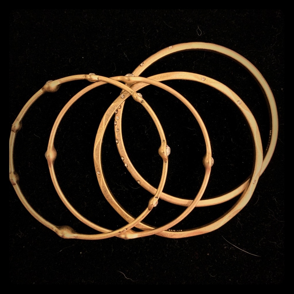 Lia Sophia matte gold and crystal bangles